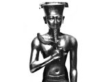 The god Amon, in gold. From the Temple of Amon in Karnak, 18th Dynasty, c. 1460. In the Metropolitan Museum, New York.